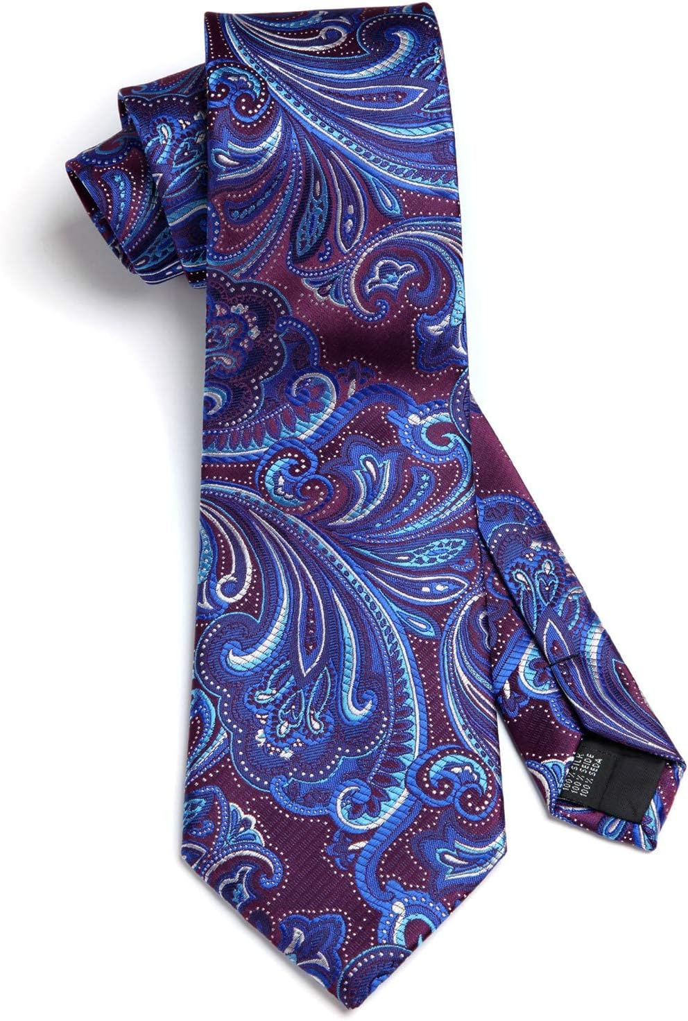 HISDERN Ties for Men Paisley Tie and Pocket Square Woven Classic Floral Mens Ties Handkerchief Set Wedding Party Necktie - Image 5