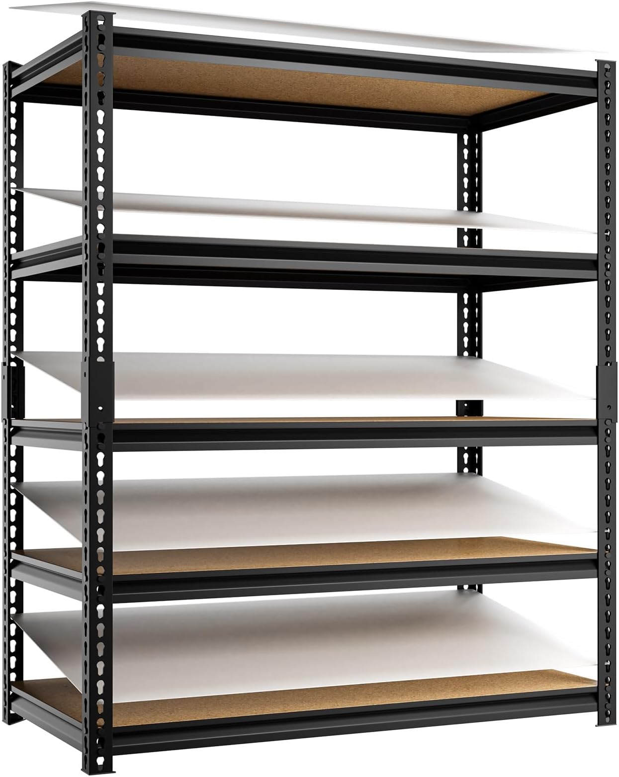 5-Tier 40”W X 19.7”D X 71”H Garage Storage Racks 2500LBS Garage Storage Heavy Duty Adjustable Metal Basement Shelving (Black)