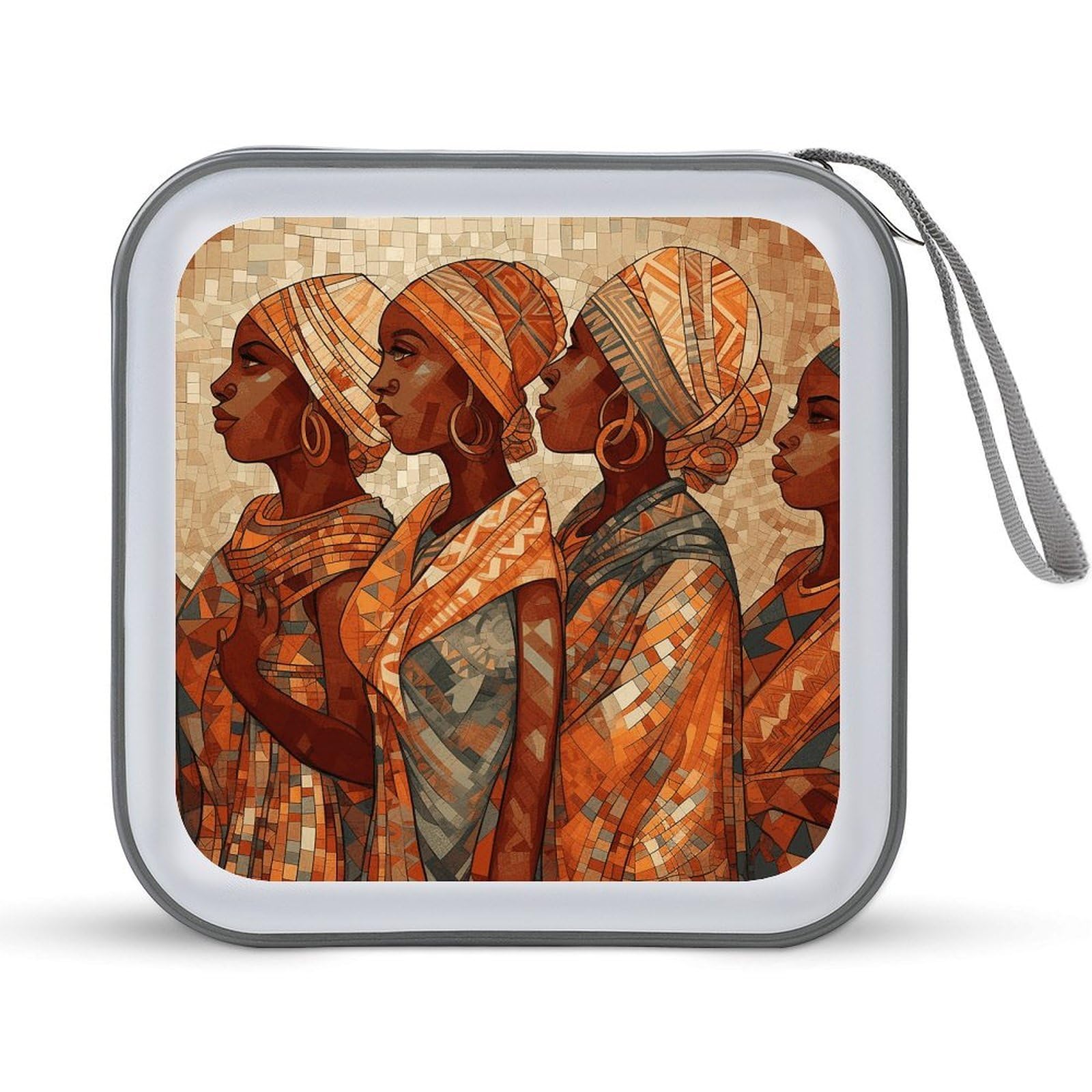 VstaDank Africa Ethnic Pottery CD Case with Hand Strap Lightweight DVD Wallet Holder 40 Capacity CD/DVD Case Wallet Protective CD Wallet CD/DVD Portable Storage Binder for Car Home Office