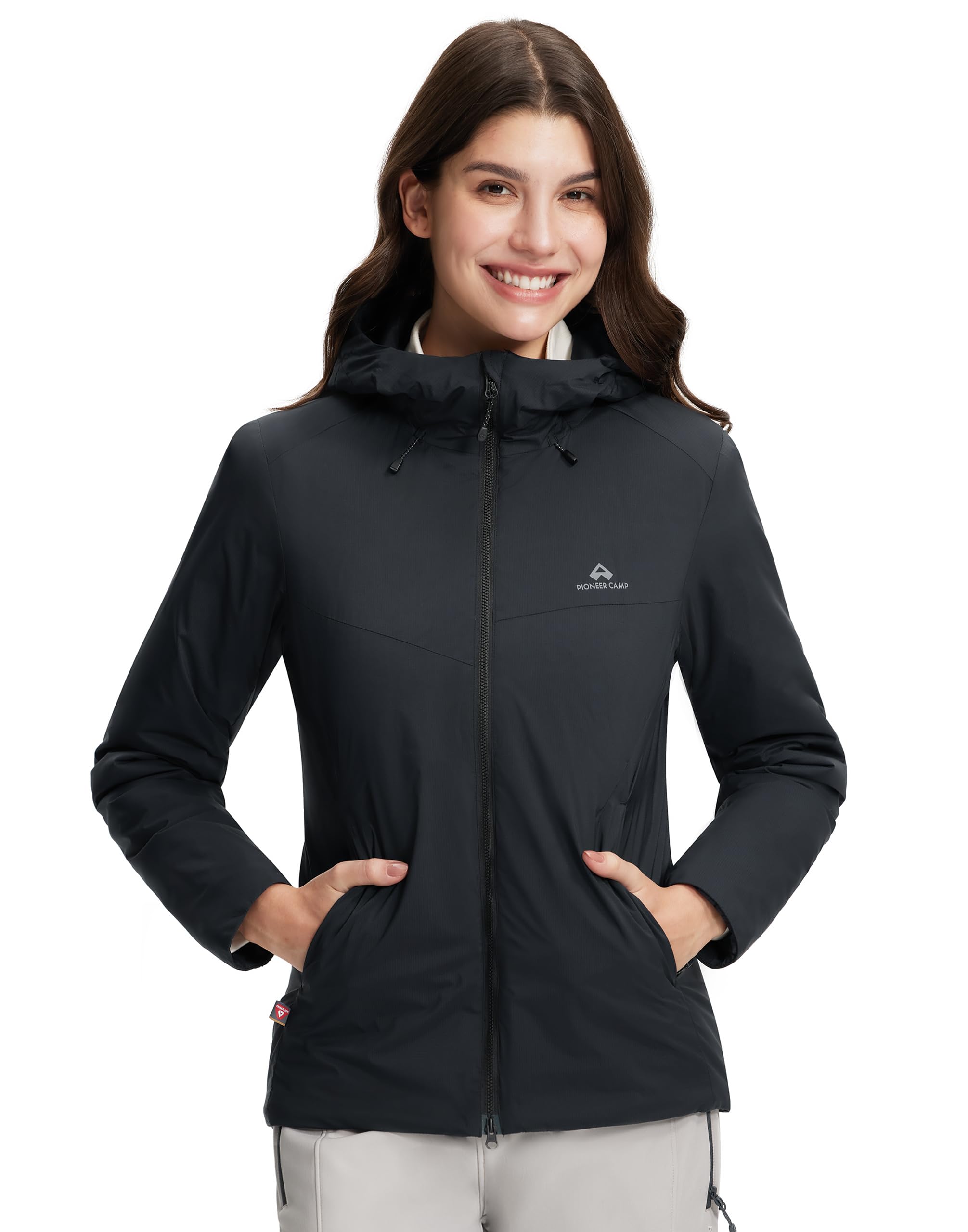 Pioneer Camp Damen Winterjacke – Ultraleichte Primaloft Isolationsjacke mit Kapuze, Wasserabweisend & Atmungsaktiv – Warme Outdoorjacke für Herbst & Winter