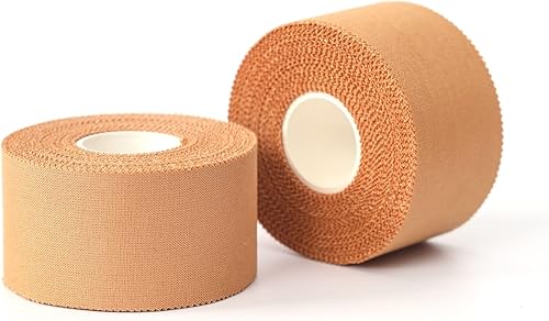 Paquete de 2 cintas deportivas rígidas para vestíbulo (1.5 pulgadas x 10 yardas), muy fuertes para prevención de ampollas o cinta de pies para