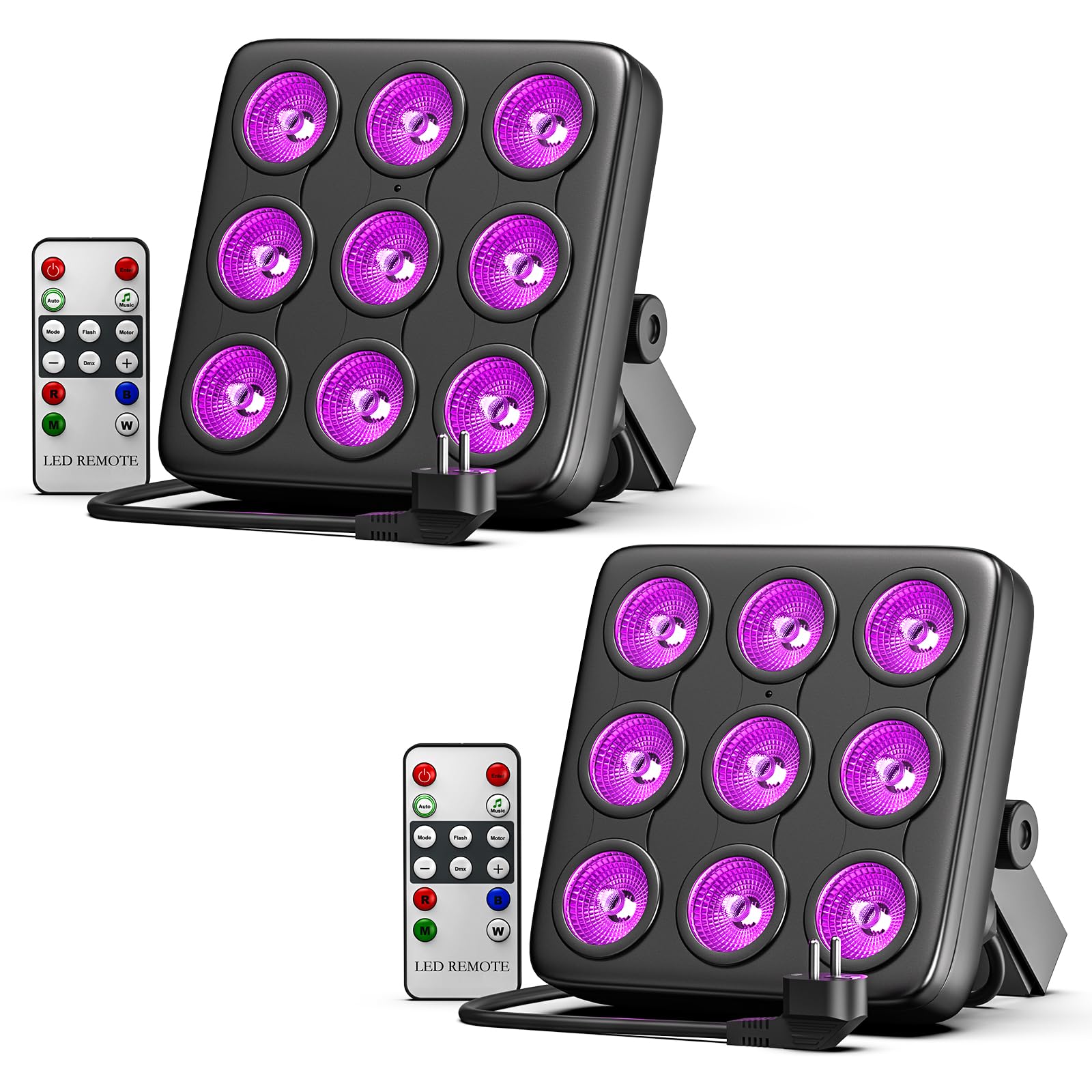 2PCS 45W RGBW Par LED, Luce da Palco Quadrata a, Luci da Festa con Modalità di Attivazione del Suono del Telecomando e DMX 8CH, Adatto per Discoteca Club Nightclub Matrimonio Palcoscenico