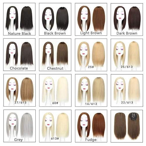 Miniatura 3 de Parte media de 22 pulgadas de pelo liso con clip en monofásico para la frente de las mujeres, pérdida de cabello, gris