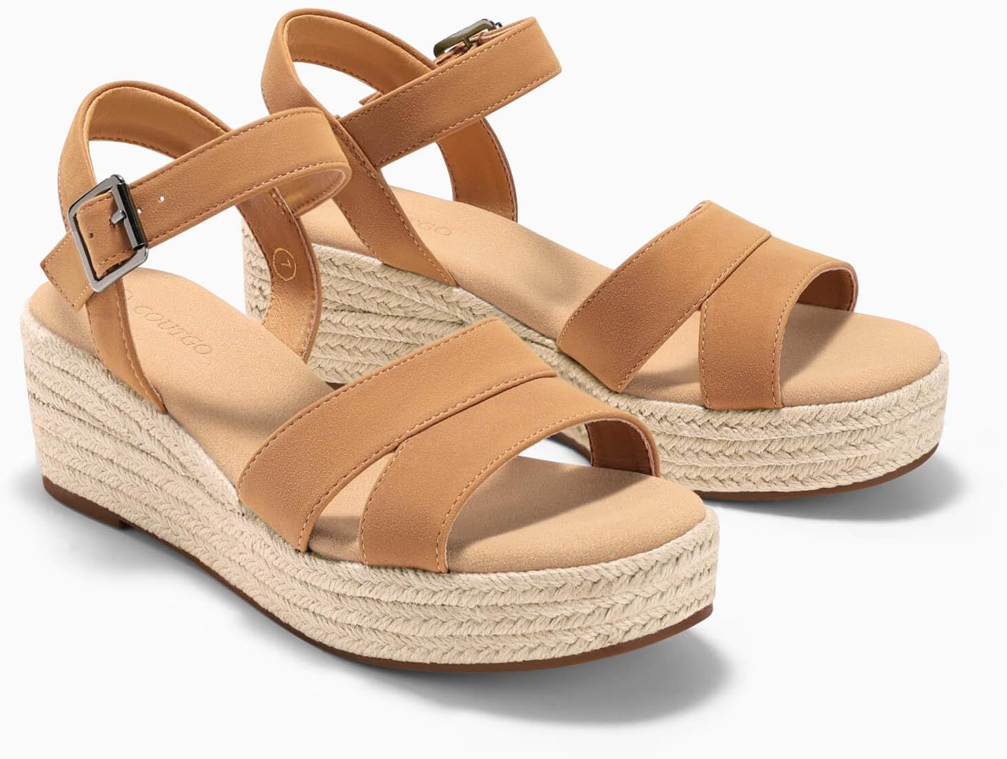 Coutgo Womens Wedge Platform Sandals Espadrille Heels Open Toe Buckle Ankle Strap Summer Shoes - Image 5