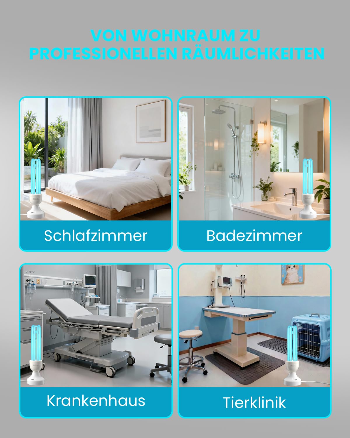 55W UV Lampe Desinfektion Ozon Licht mit Fernbedienung und 3 Timer Keimtötende Lampe, Duale Sterilisation und Desinfektion, AC220-240V, Perfekt für Küche, Schlafzimmer, Büro Frischluft