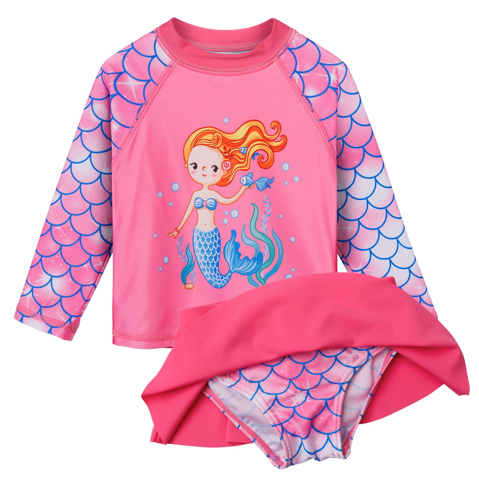 Girls Long Sleeve Zipper Rash Guard 1 Piece UPF 50+ Sun Protection