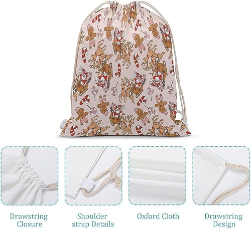 Miniatura 4 de Mochila con cordón, mochila de lona de doble hombro, unisex, para deportes, gimnasio, viajes, natación, 13.8 x 19.7 in