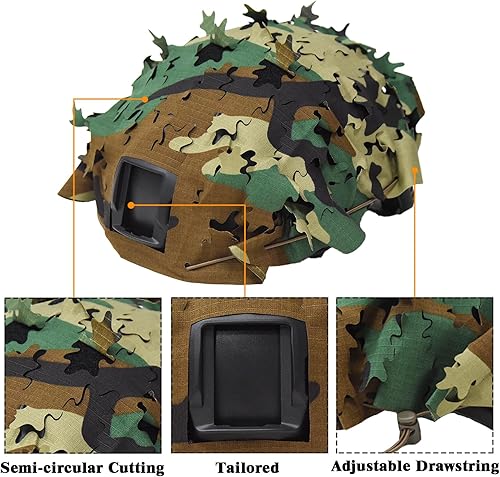 Vista 13 de LOOGU Funda táctica para casco, malla transpirable, camuflaje camuflaje casco cubierta ideal para combate táctico militar LOOGU SPRETTA.C MT frondoso