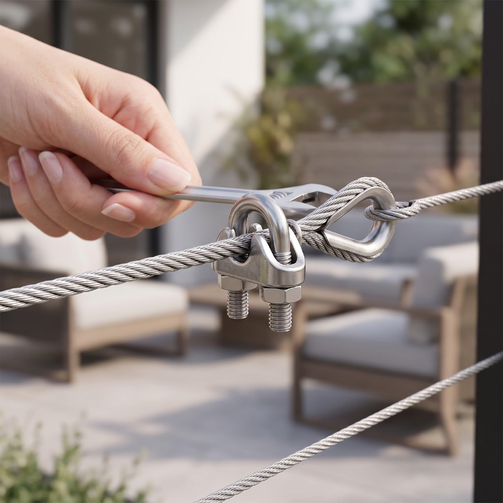 Morsetto per Cavo in Acciaio Inox 304, 20 Pezzi Fascetta a U per Cavo, per Applicazioni di Fissaggio | Con design a dado filettato per ringhiera sospesa per il fissaggio del cavo, morsetto cavo in acciaio inox