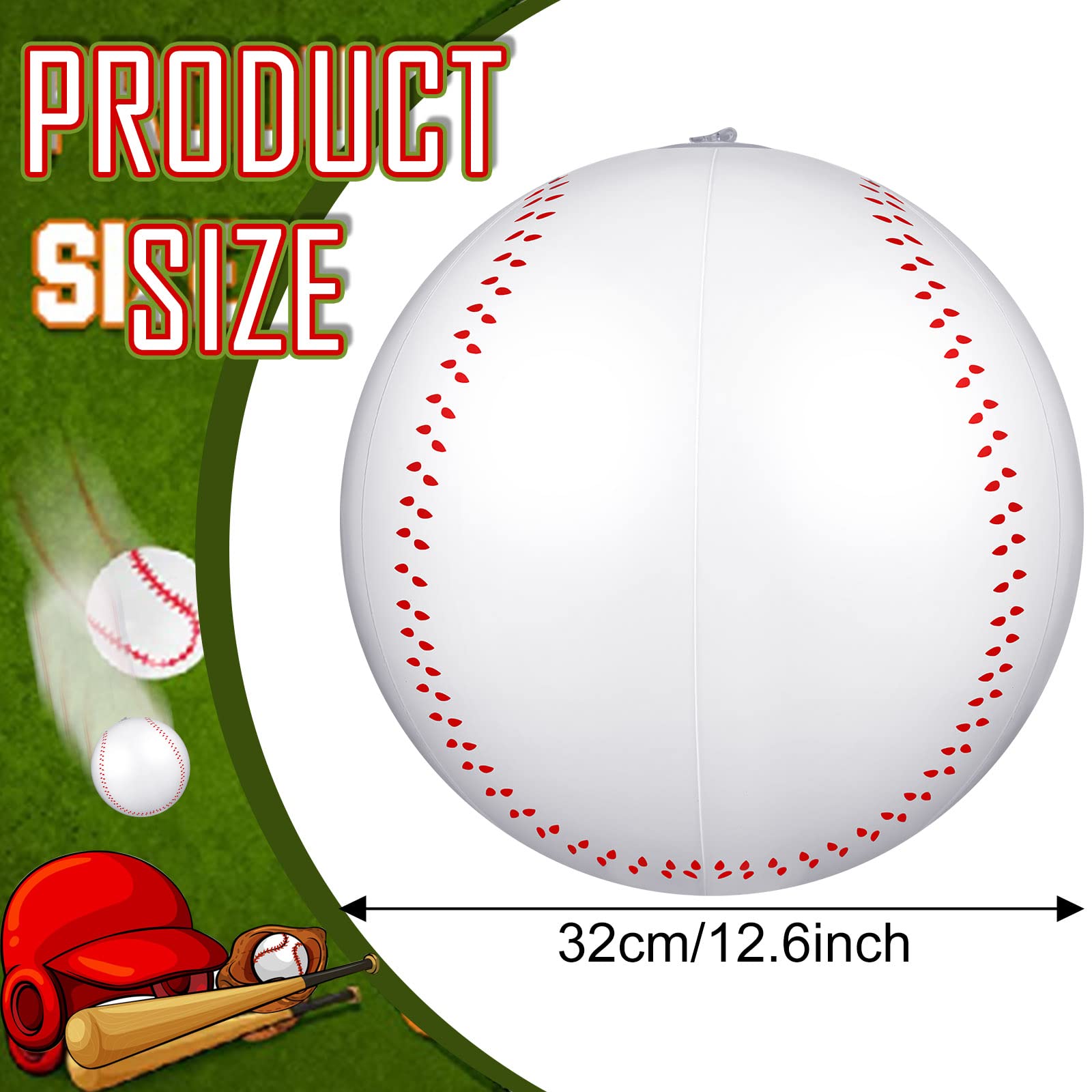 Paquete de 6 pelotas inflables de béisbol de 12.6 pulgadas, pelota de playa grande deportiva con inflador, recuerdo de fiesta para niños, niñas, adultos, adolescentes, regalo de verano al 2