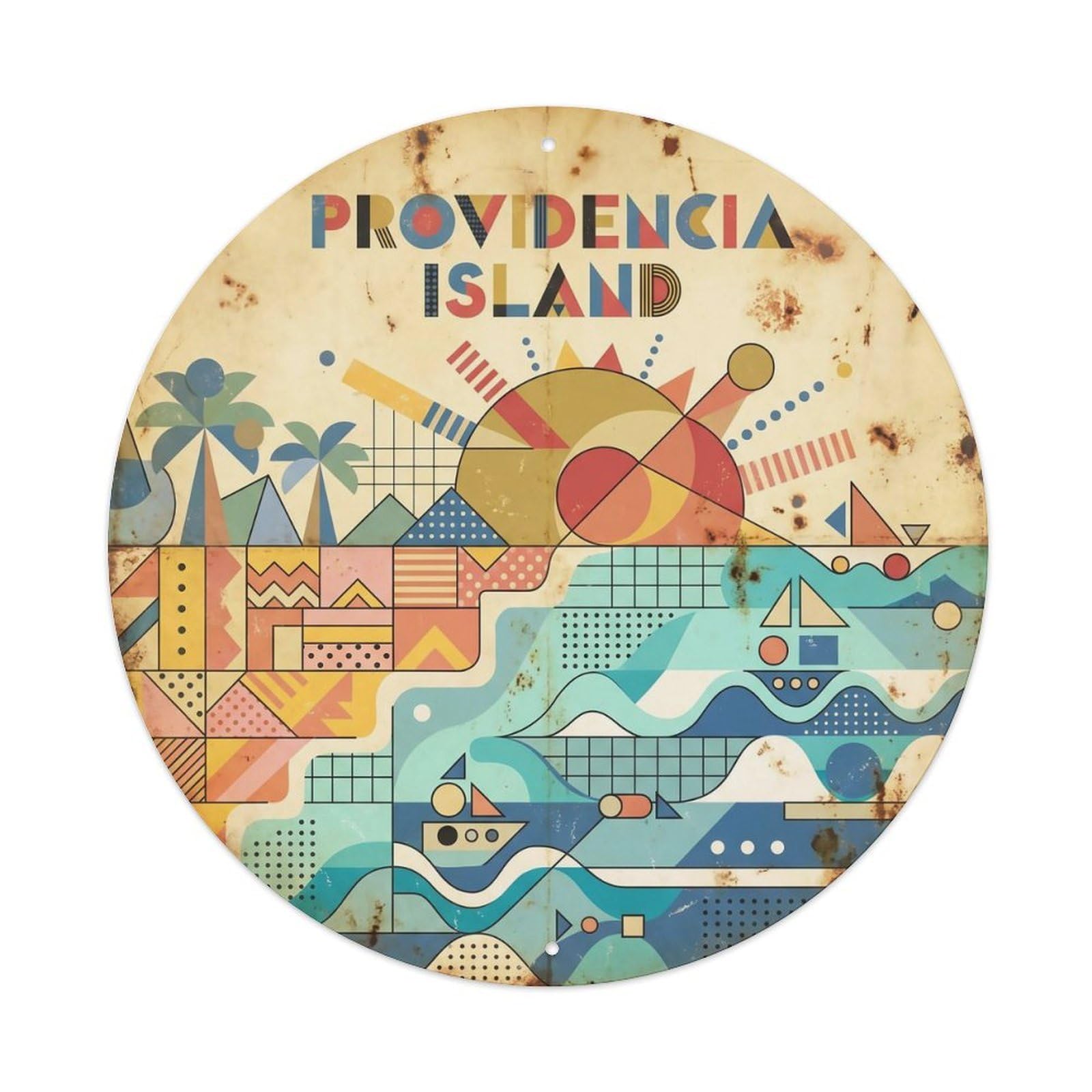 Odgynaw 8X8inch(20X20cm) Providencia Island Beach Lagoon Travel Retro Metal Tin Sign