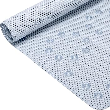 Bathtub Mat Non Slip 36 X 17 Gray Blue Shower Mat Soft Foam Bath Mats for Bathroom Tub, Bathtub Mat with Drain Holes, Suction Cups, Shower Mat Non Slip