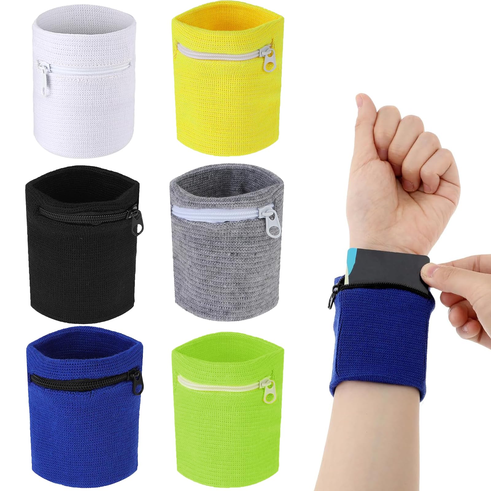 KASESSS 4 stuks sportpolstas, polstas met ritssluiting, zweetband, voor heren en dames, zweetbanden, pols voor joggen, wandelen, fietsen, hardlopen en yoga