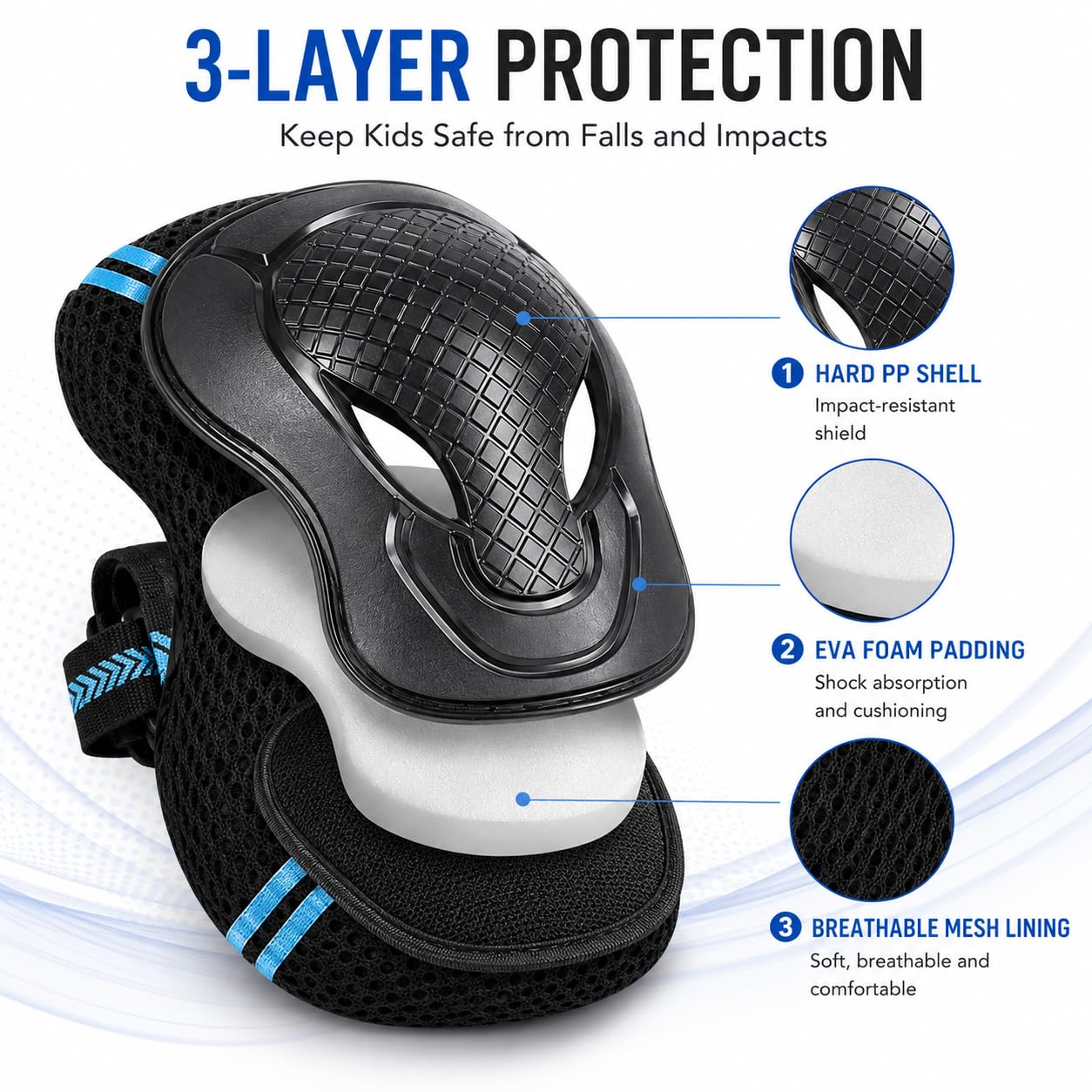 Ensemble de genouillères et coudières pour enfants - Équipement de protection réglable - Genouillères avec protège-poignet - Patins à roulettes pour filles