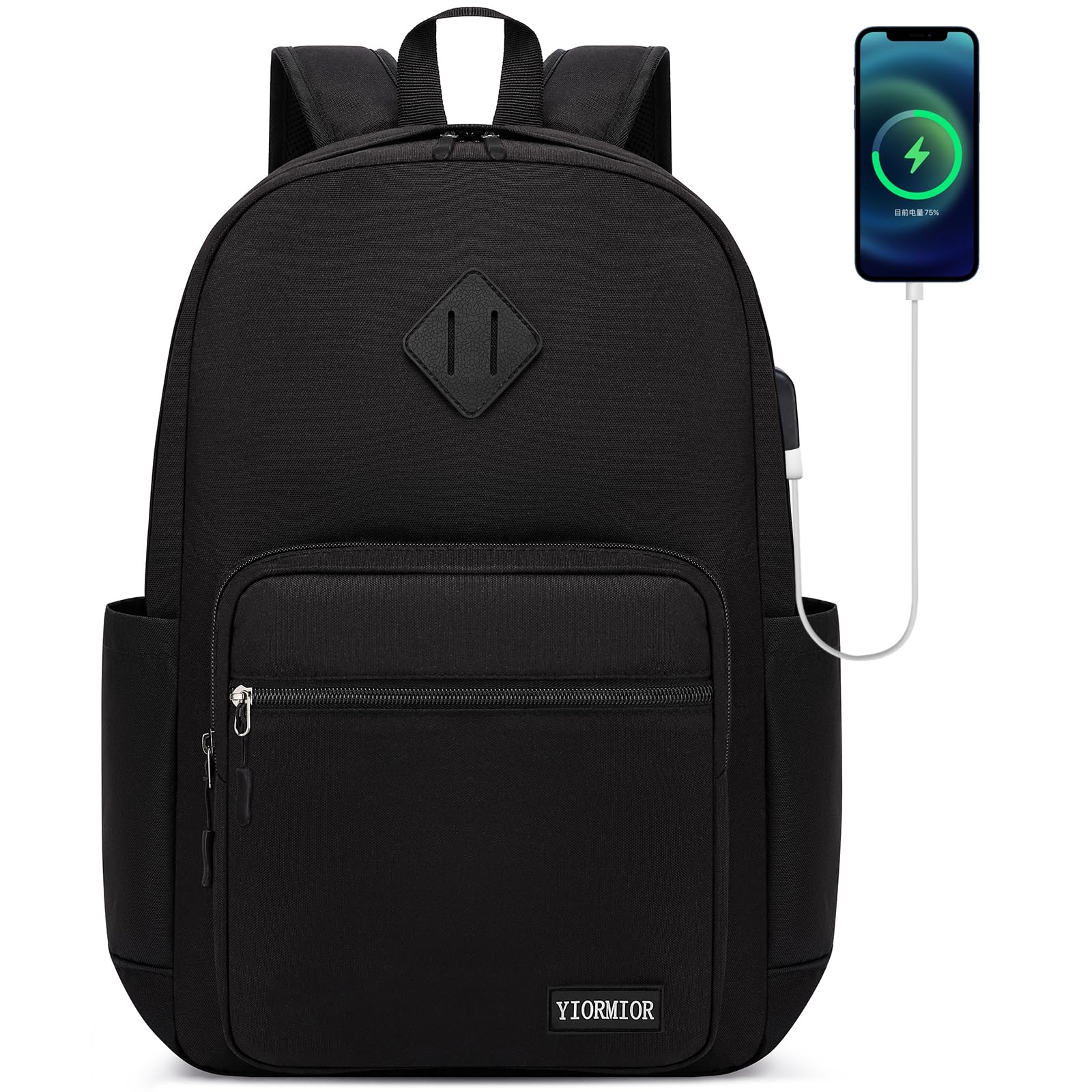 Zaino Scuola Superiore Media università Donna Uomo, Zaino Porta Pc Uomo con Porta USB Impermeabile