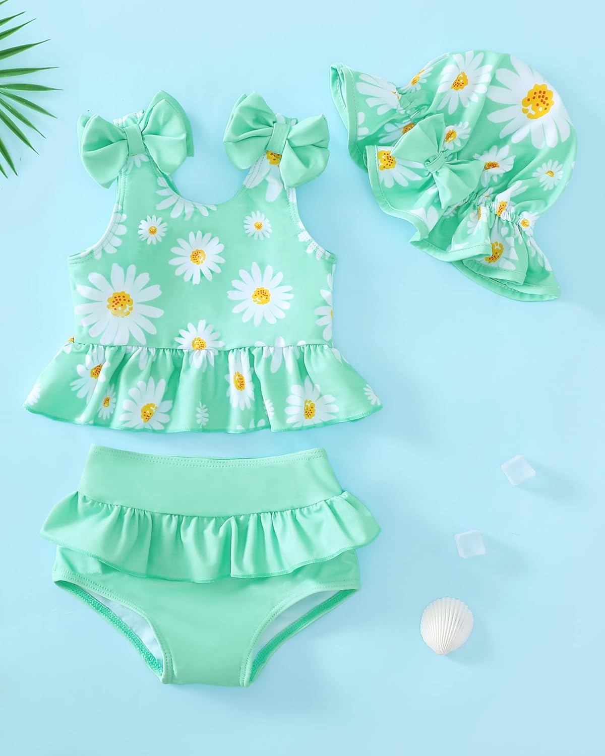 Mioglrie Baby Infant Swimsuit Girl Toddler Bathing Suit Girl Summer Beach Bikini Tankini Swimwear Hat 3-24 Months 2t-5t - Image 2