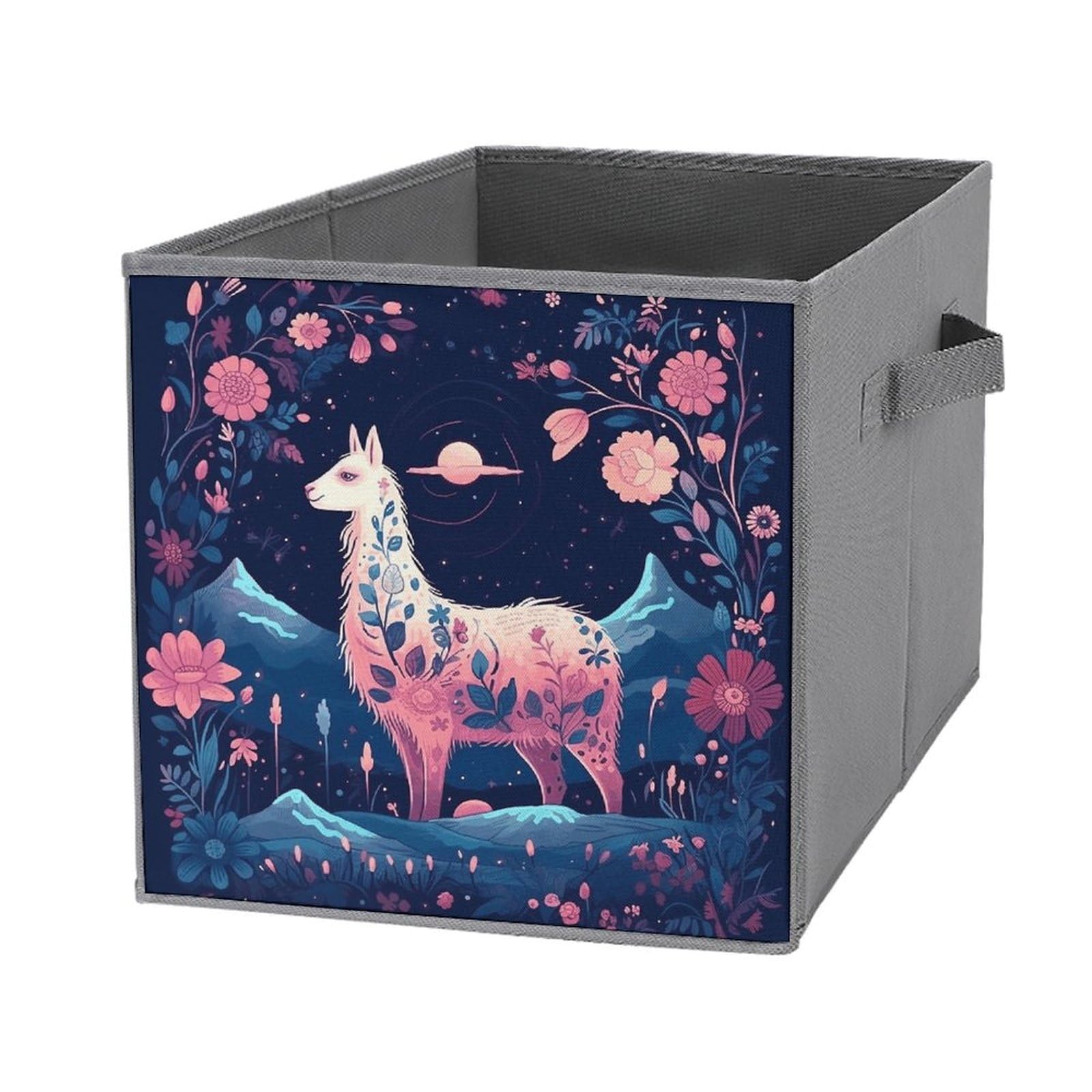 Lot boîtes de rangement empilables pliables motif alpaga