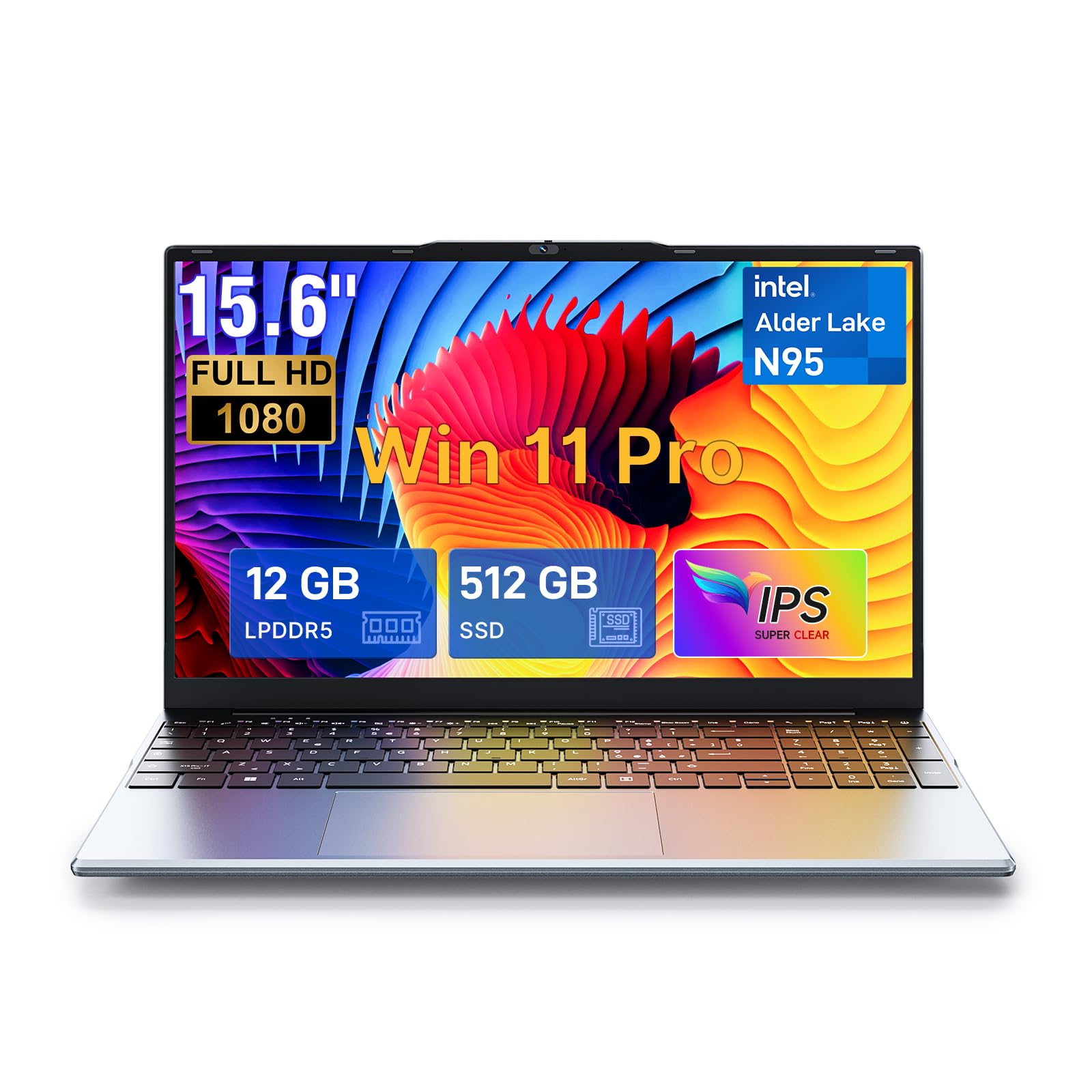 Bmax X15 Pro Laptop, Intel N95 (4C/4T, Up to 3.4GHz, Beats N97/N100/N150) 16GB DDR4 512GB NVMe SSD, 15.6" FHD Slim Notebook Computer Windows 11 Pro, Wi-Fi 5, BT 5.0, USB-C for Home, Office & Students-image-19