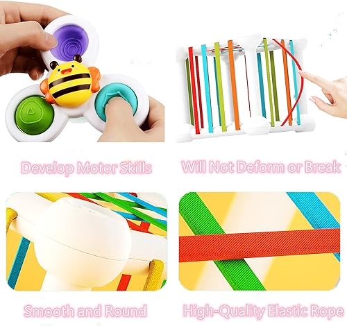 Miniatura 5 de MORNOR Baby Toys 6 to 12 Months Montessori Toys for 1 Year Old Food Grade Silicone Pull String Activity Travel Toys Sensory Toys for Toddlers Gift