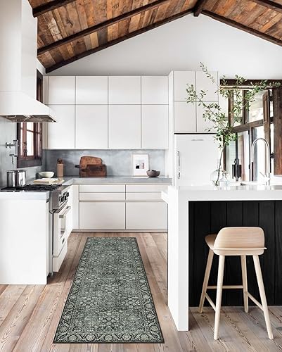 Miniatura 4 de Lahome Alfombra vintage para pasillos, antideslizantes, 2 x 6 pies, con parte trasera de goma, alfombra de pasillo de cocina ultrafina, no desprende