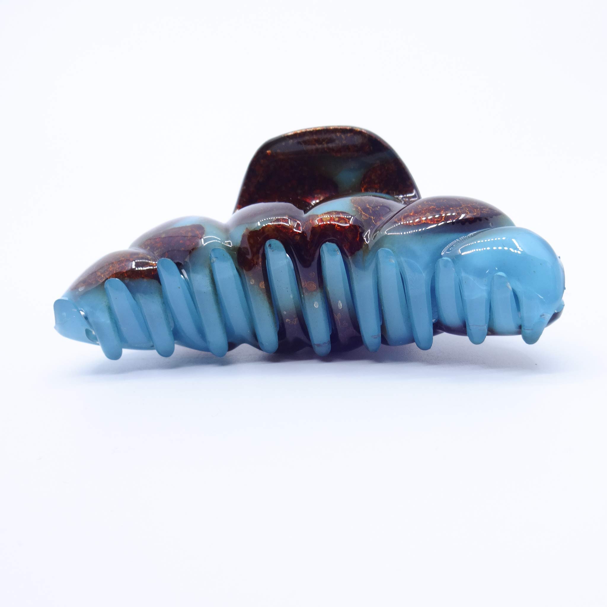 imac 青とクリスタルの花形ヘアクリップ