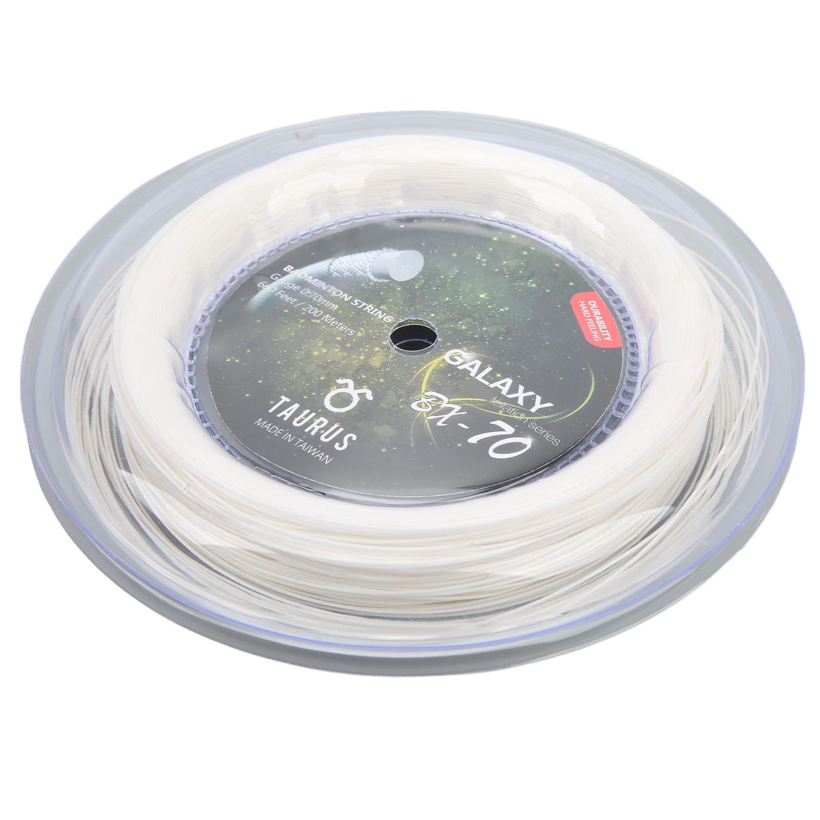 Jauarta POWERTI BX70 Badminton Rackets String High Elastic Nylon Badminton Racquet String 0.7mm Badminton String 200m Reel (White)