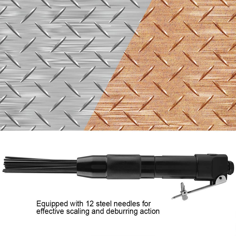Strumento Pneumatico per rimozione ruggine Rettifica Sbavatura, Ablatore per Aghi Scaler per Aghi con 12 aghi in acciaio al carbonio, 1/4", 4400rpm, 90PSI