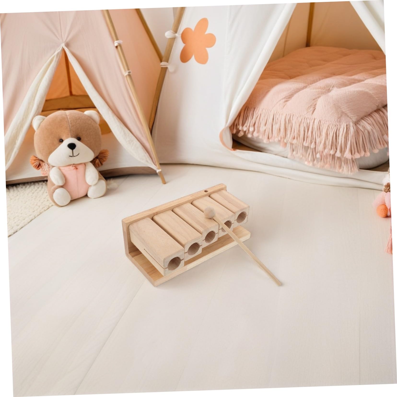 Strumento Orff Blocco Ritmico Musicale in Legno con Design Pentatonico a 5 Toni, Impugnatura Ergonomica e Martelletto per Ragazzo Ragazza in Corsi di Musica