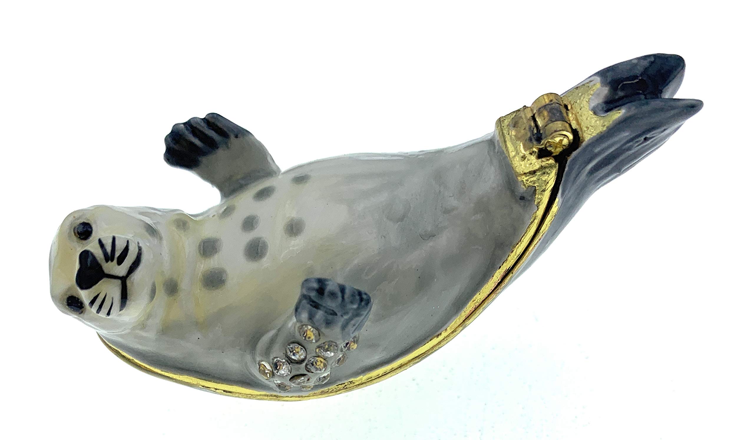 Kubla CraftsMini Baby Seal Trinket Box, Accented with Austrian Crystals