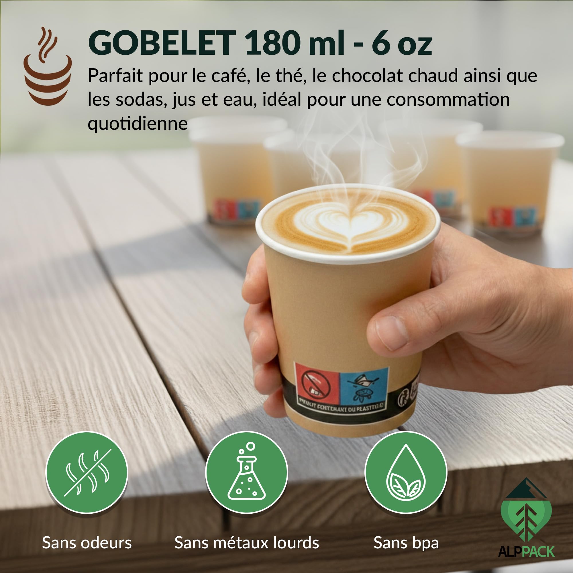 Juego de 1000 vasos desechables de cartón Kraft 6 oz / 18 cl - Tazas de café desechables para café, té y bebidas calientes, resistentes al calor, ideales para profesionales, oficinas y eventos