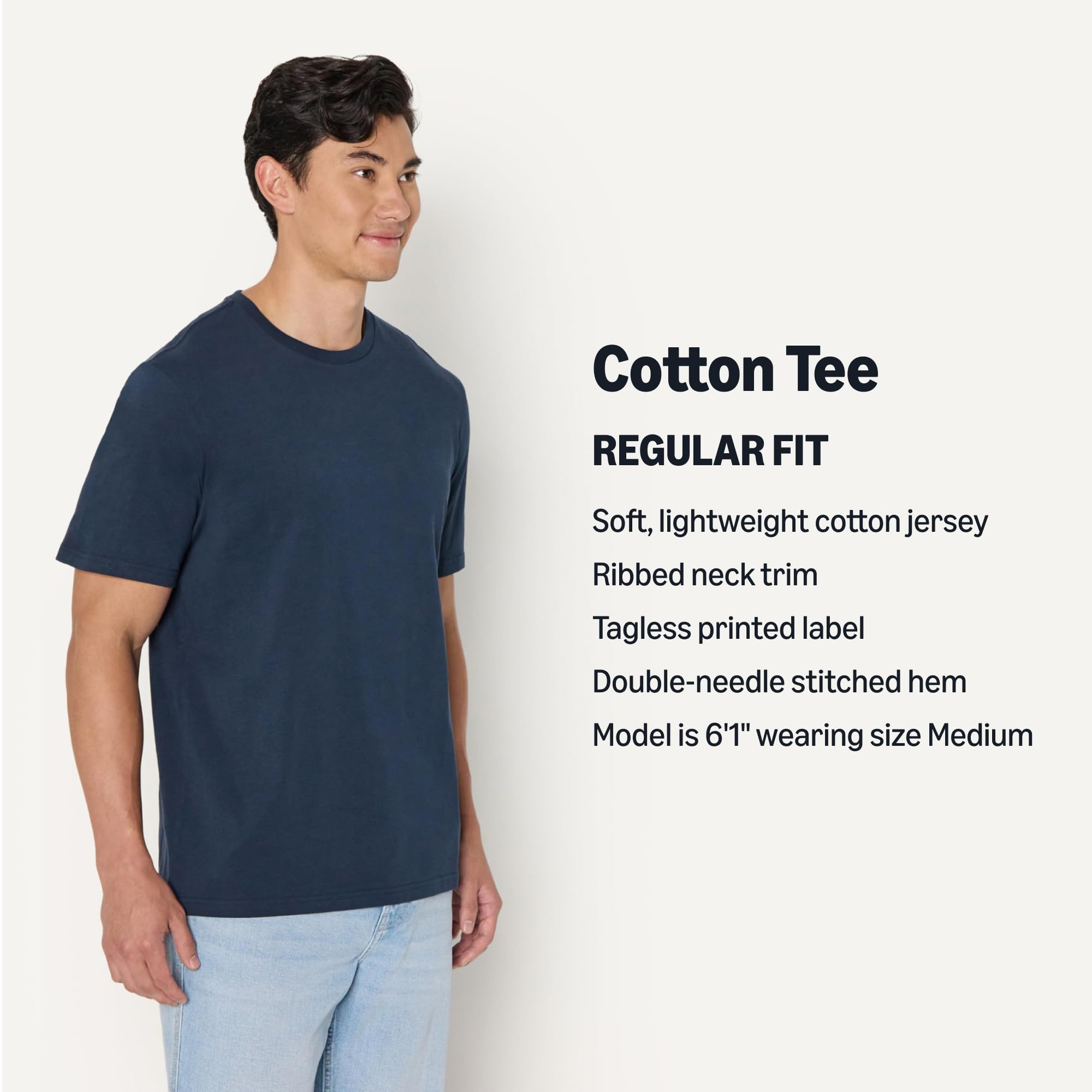 Amazon Essentials Camiseta de Manga Corta con Cuello Redondo y Corte Recto Hombre, Paquete de 6