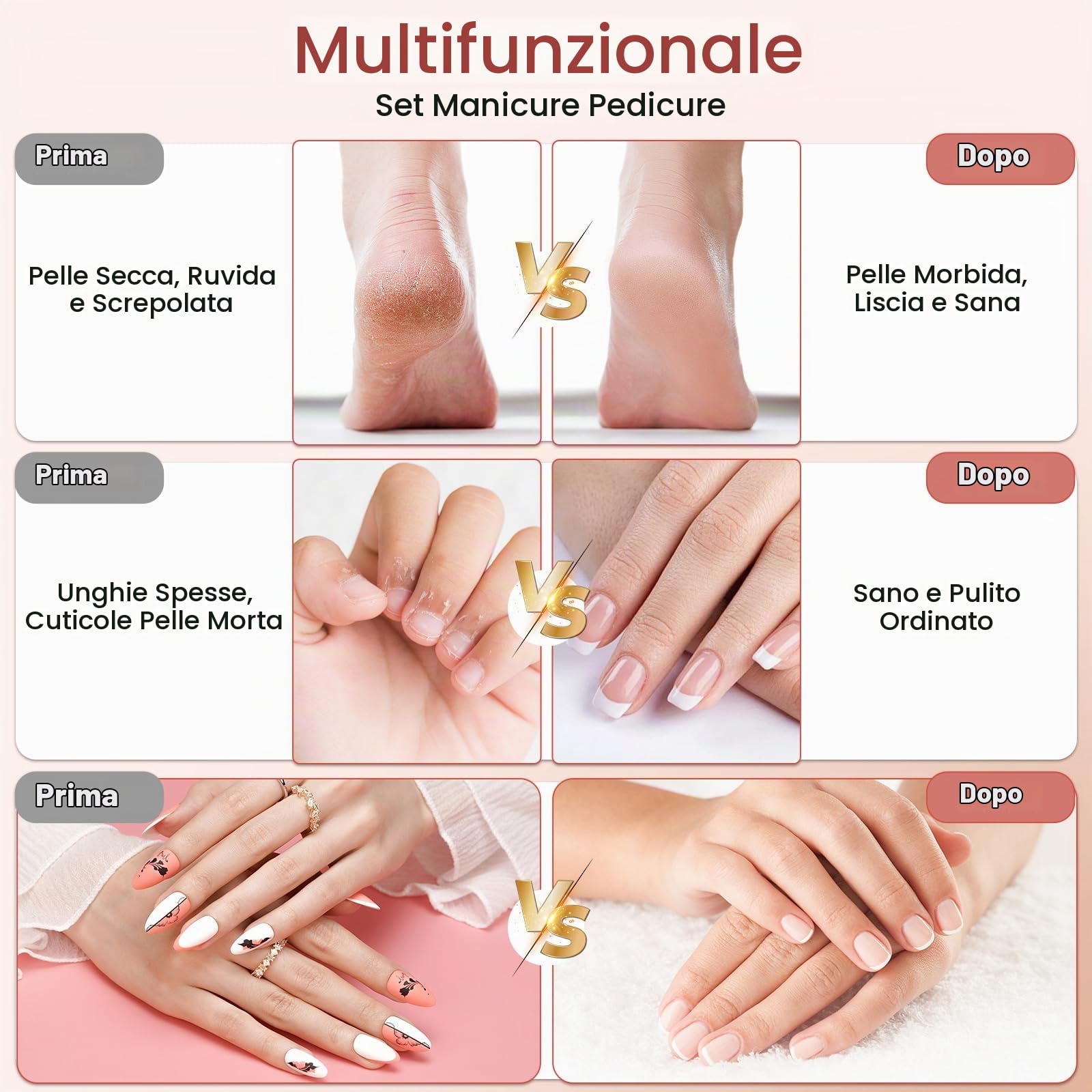 Fresa per Unghie, Fresa Unghie Professionale per Manicure e Pedicure, 10 Velocità Lima Elettrica Per Unghie, 6 Accessori in Feltro e Zaffiro, per Cuticole Remove, Curare Unghie, Casa Salone Regalo