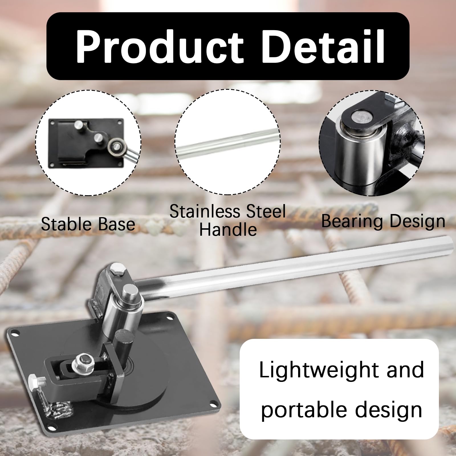 BRGD Cintreuse Manuelle de Barre en Acier de 1mm à 16mm, Outil de Cintrage de Barres D'armature pour Traitement sur Site, Décoration Intérieure et Construction de Ponts