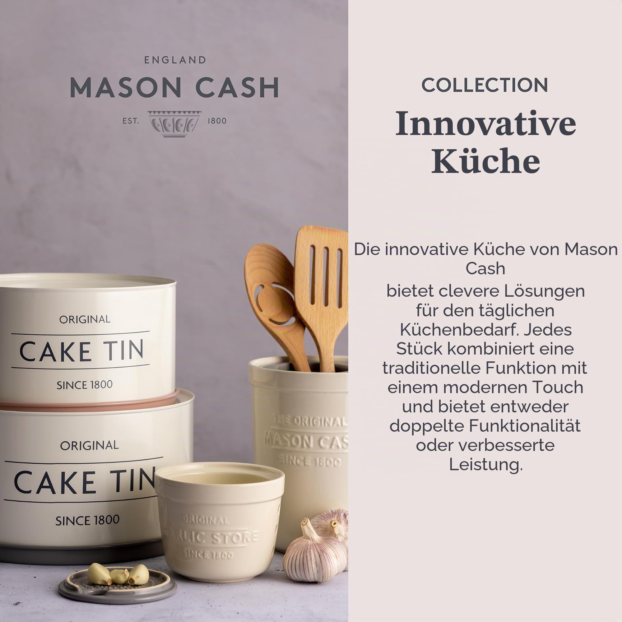 Mason Cash Lasagneform 31x23 cm, Steingut Auflaufform, grau-cremefarben