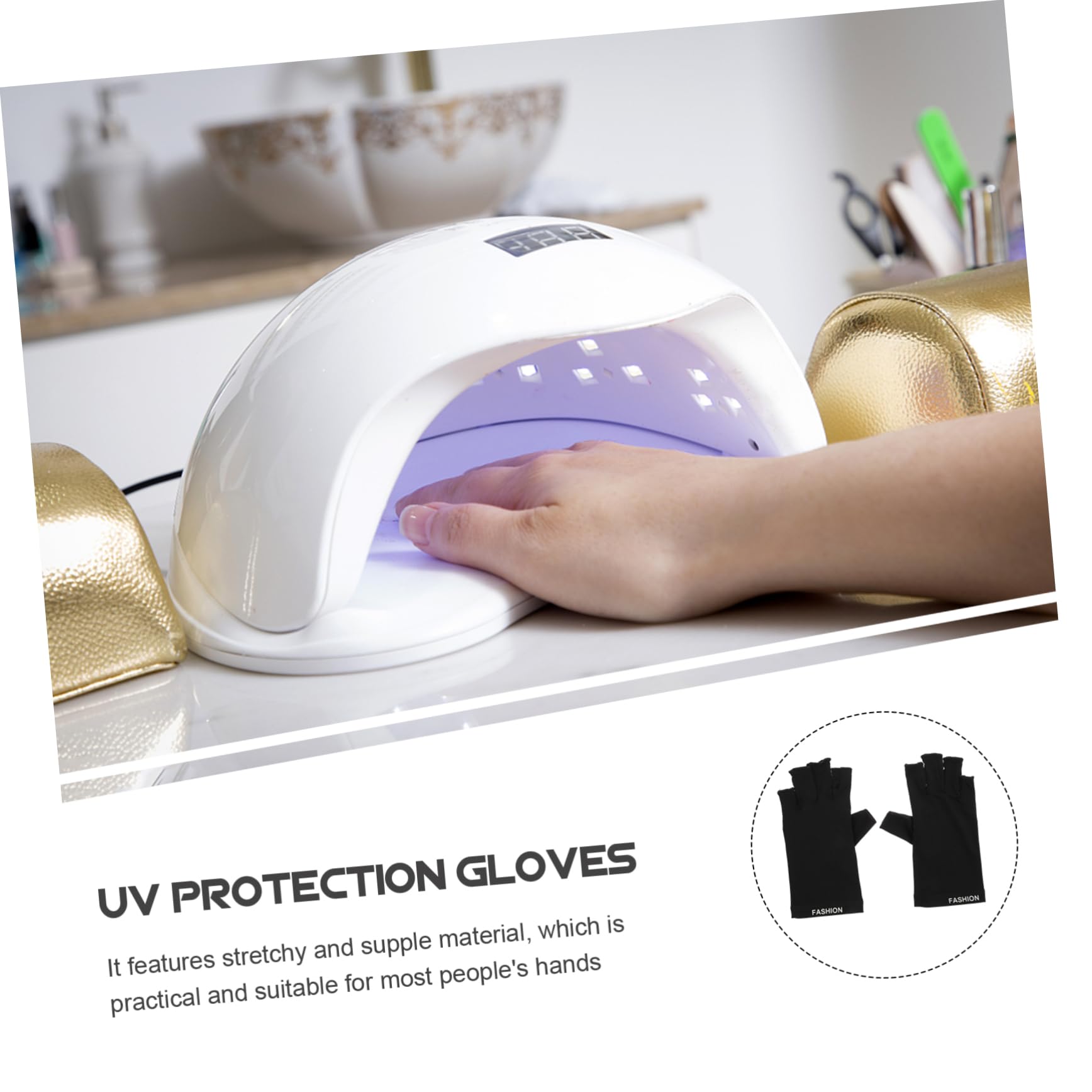 FRCOLOR 4 Pares De Guantes De Manicura Para La Piel - Guante De Uñas Uv Elástico Y Cómodo Para Salón En Casa