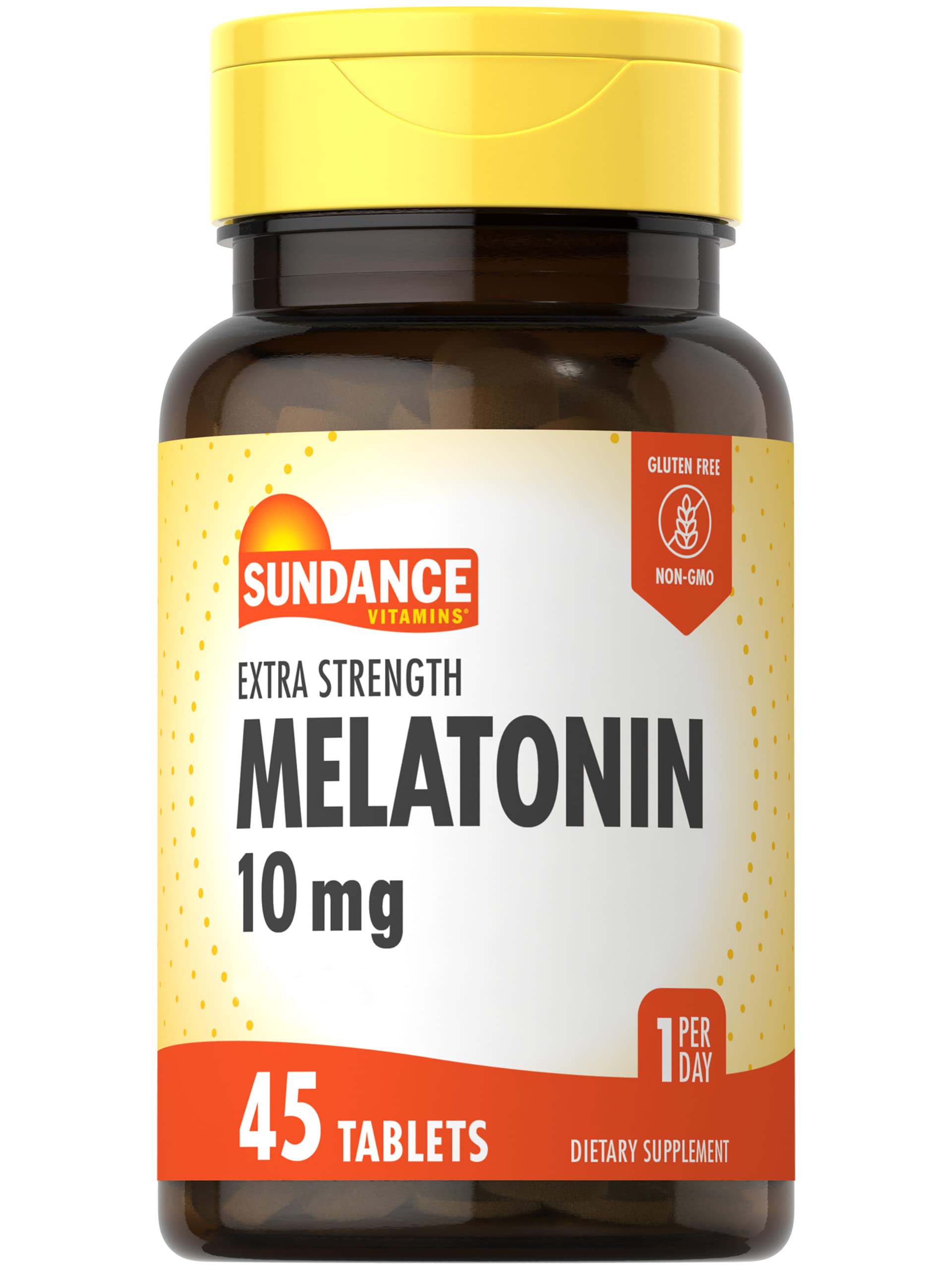 Sundance Melatonin 10mg Tablets 45 Count Extra Strength Vegetarian Non-GMO and Gluten Free Supplement