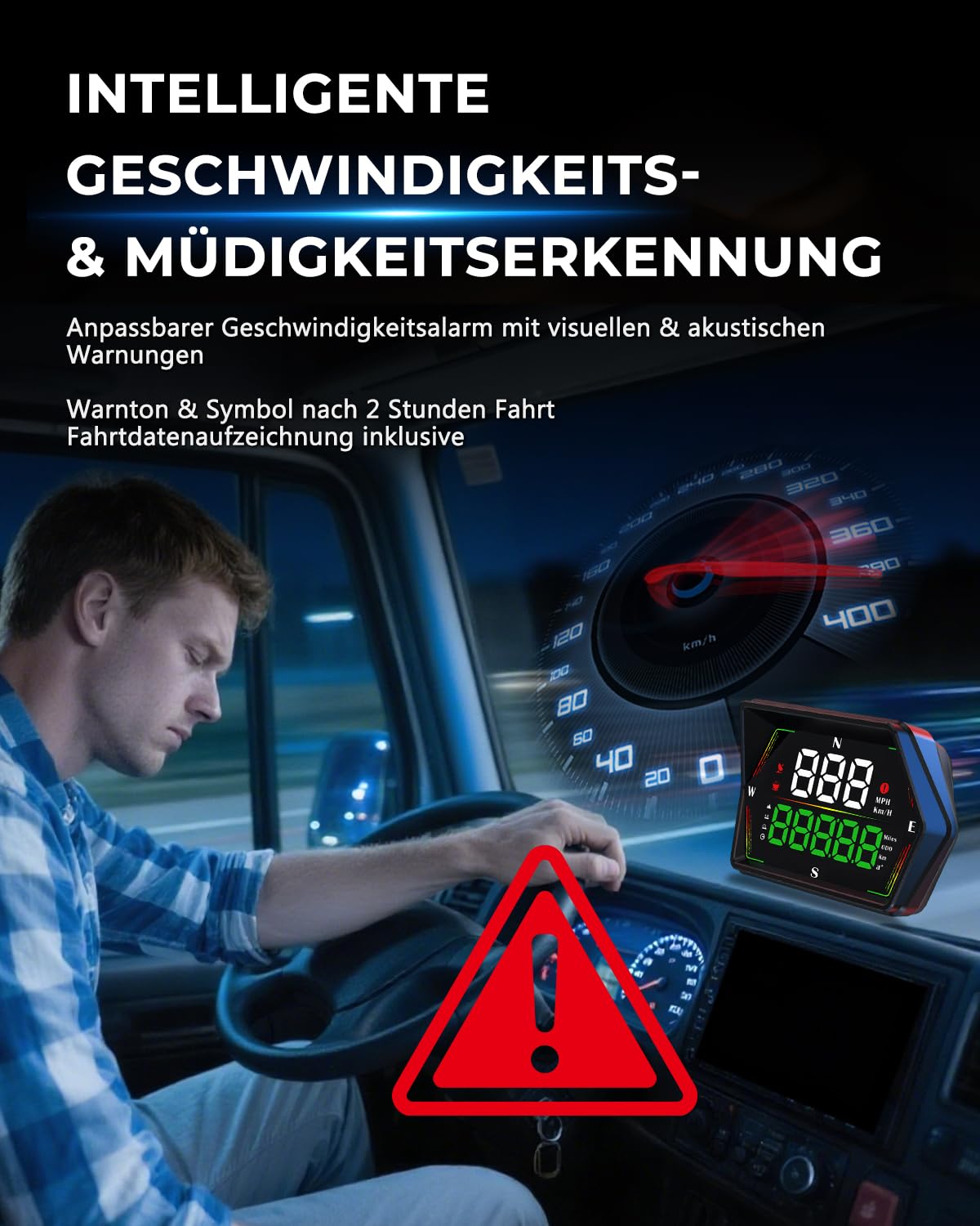GEARMONSTER GPS digitale snelheidsmeter voor auto, head-up display, snelheidsmeter KM/H & MPH-weergave, overspeed alarm & vermoeidheidswaarschuwing, real-time rijgegevens, universeel compatibel voor GEARMONSTER GPS digitale snelheidsmeter voor auto, head-up display, snelheidsmeter KM/H & MPH-weergave, overspeed alarm & vermoeidheidswaarschuwing, real-time rijgegevens, universeel compatibel voor