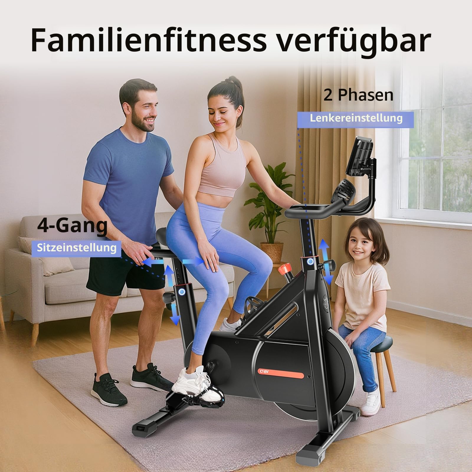 Bluearth Self-Powered Heimtrainer Fahrrad, leise Magnetischem Widerstand,max. 150KG, verstellbarer Widerstand & Smart-App mit Immersivem Erlebnis,Indoor Spinning Bike für Cardio-Training zu Hause