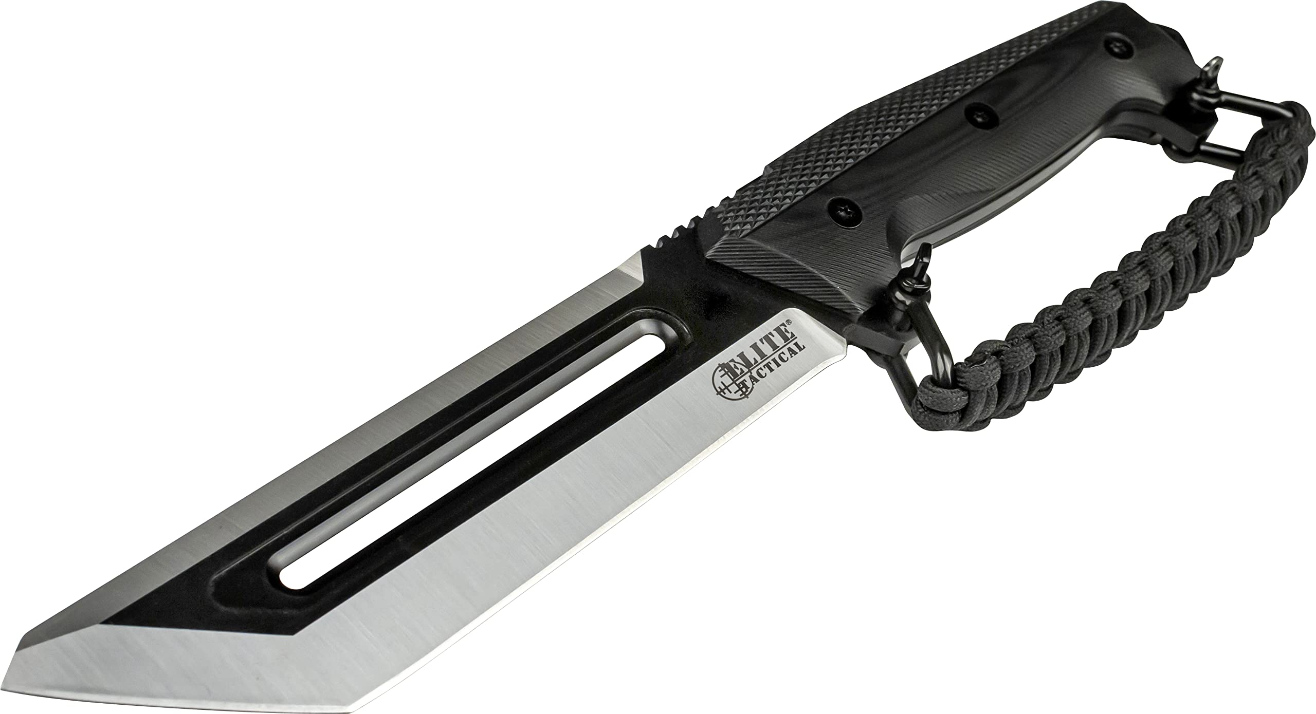 -Fixed Blade Knife - The RIG - Fine Edge Tanto Blade with Black G10 Handle, Full Tang Construction, 550 Paracord D Guard, Kydex Sheath with Multi-Position Clip, Tactical, ET-FIX004BK