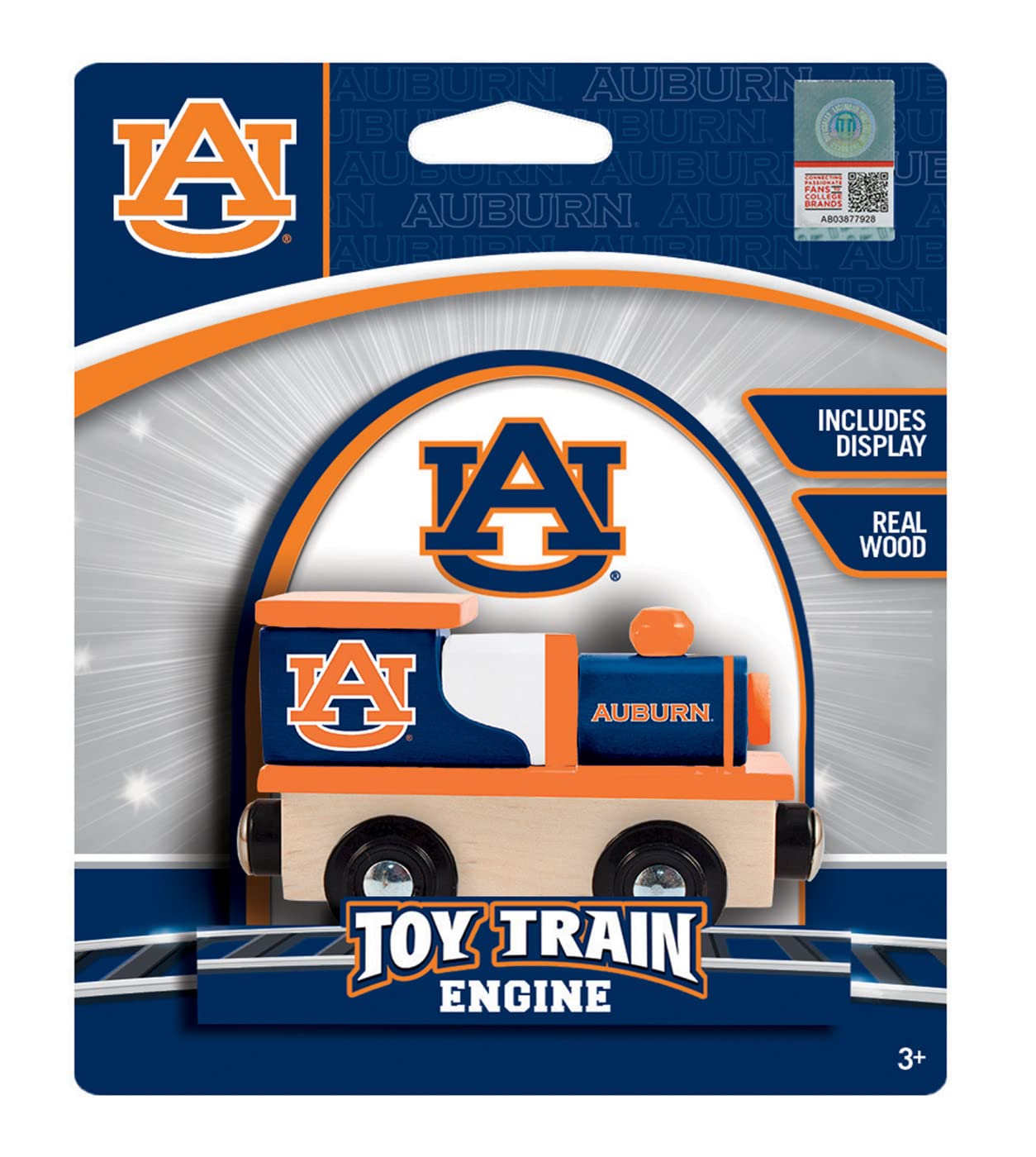 MasterPieces NCAA Auburn Tigers, Real Wood Toy Train Engine, For Ages 3+
