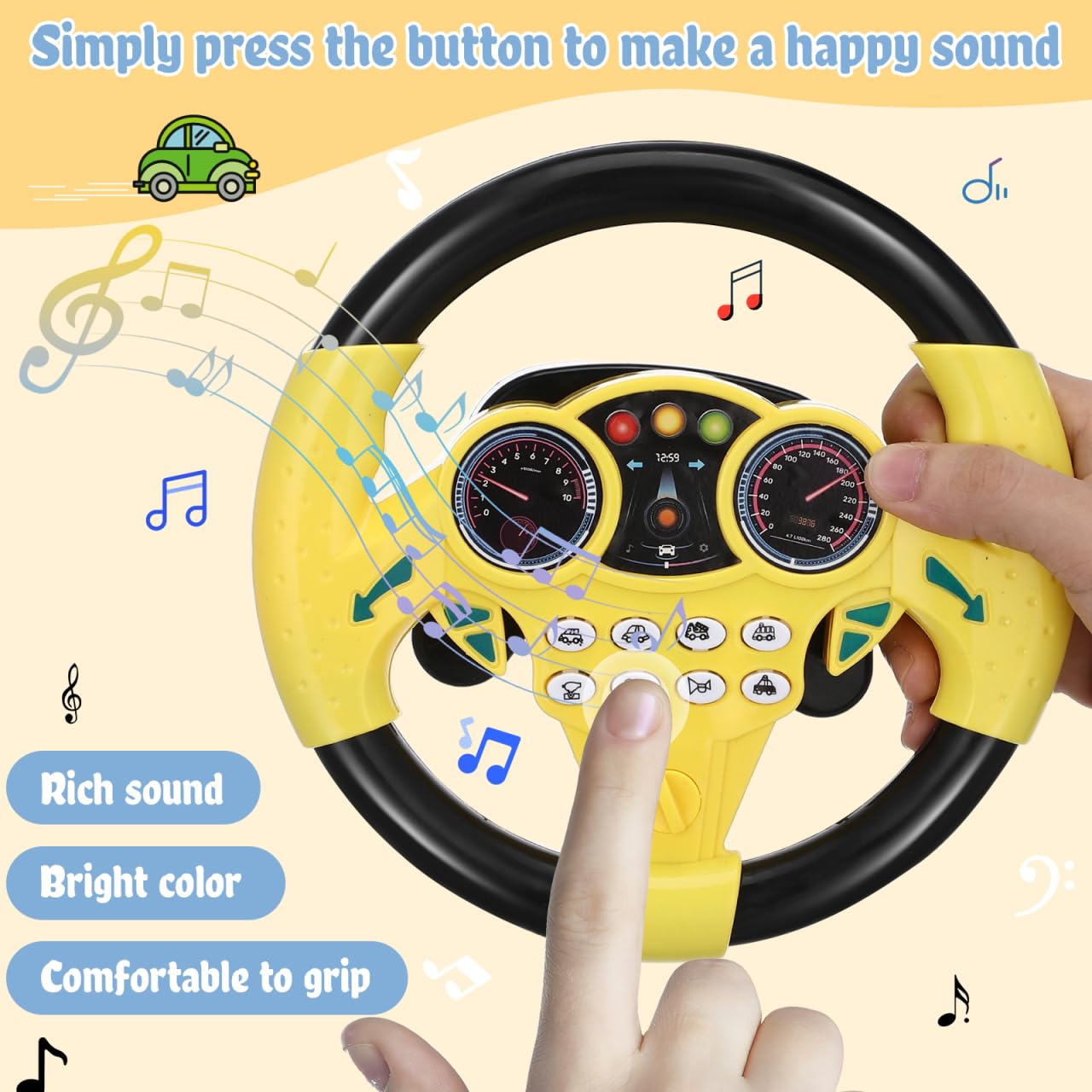 Childrens Rear Seat Steering Wheel Simulation Driving Steering Wheel Toy With Lights Music Kindergarten Toy Pretend Driving Toy Gift W240827 From Time_brocade, $8.46 - View #5