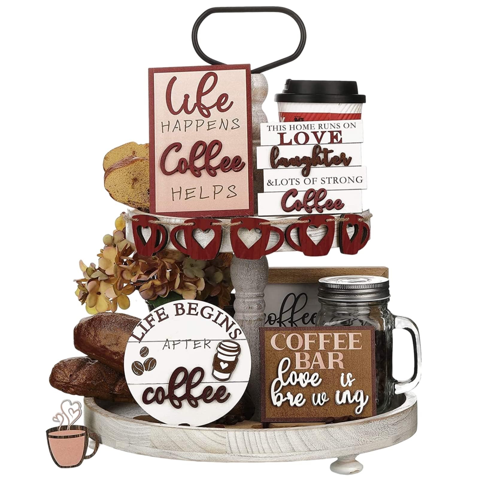 SHARYI 10pcs Farmhouse Coffee Table Tray Decor Tiered Tray Decor Set