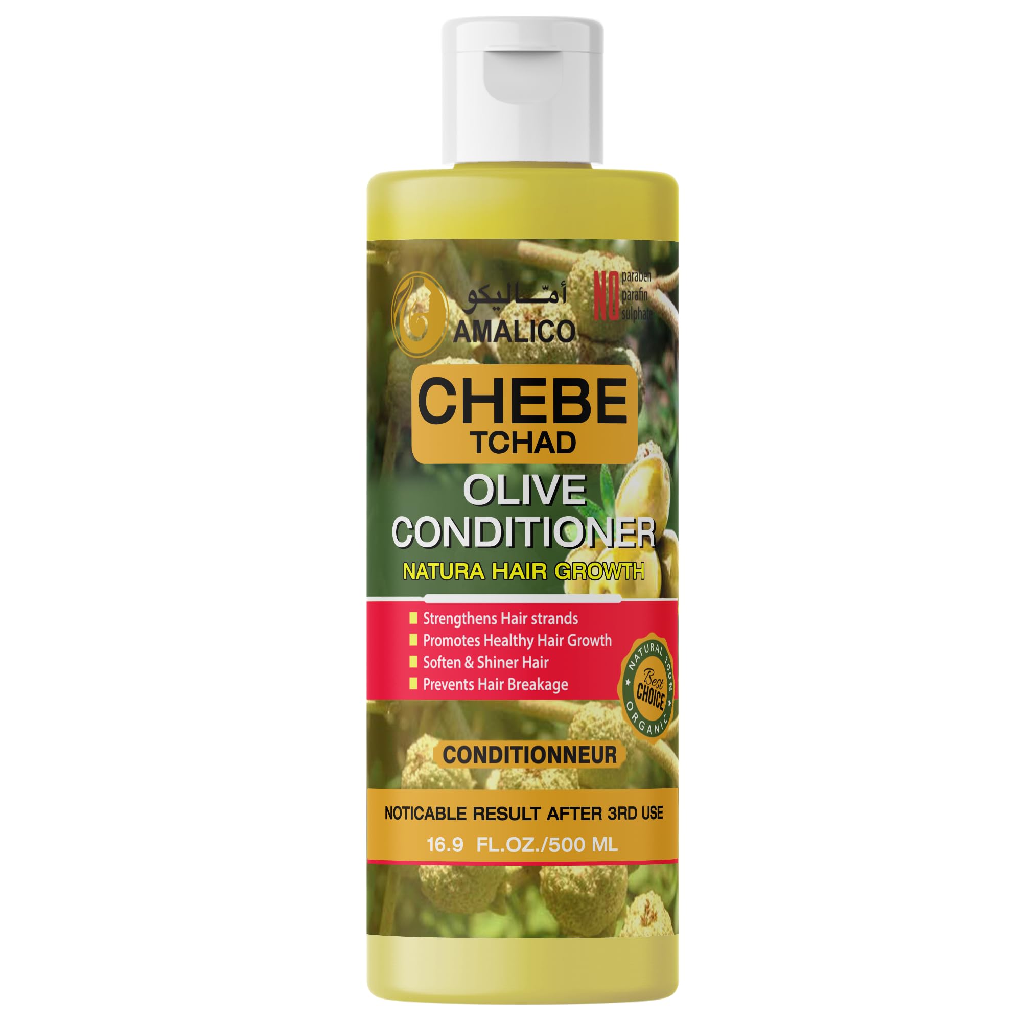 AMALICO Hair Conditioner with Olive Oil and African Chebe Powder for Hair Growth - Ready to Use Conditioner for Deep Scalp Nourishment Sulphate Free - 500 ML