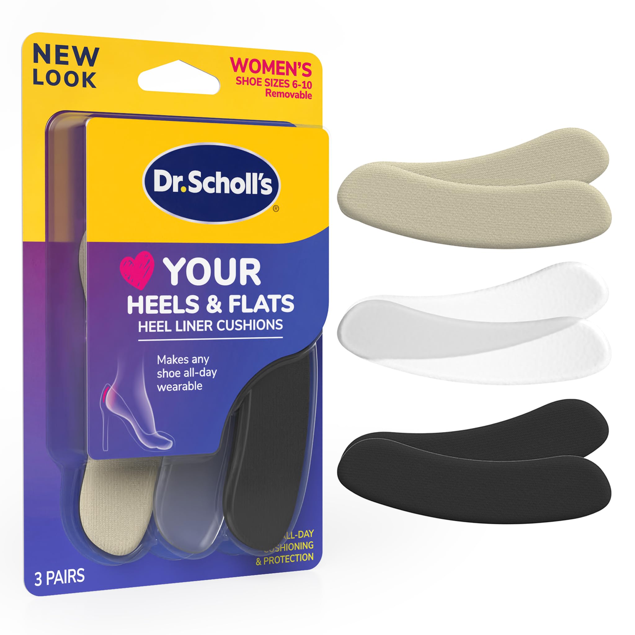 Dr. Scholl's Heel Liners Variety Pack, Helps Prevent Uncomfortable Shoe Rubbing at The Heel (3 Pairs)