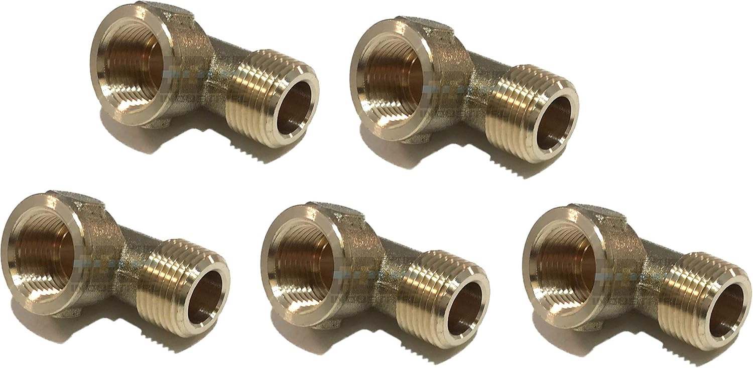 Forged Brass 90 Degree Street Elbow 3/8 Male NPT X 3/8 Female NPT Fuel / AIR/ Water / Oil/ Gas WOG (Qty 05)