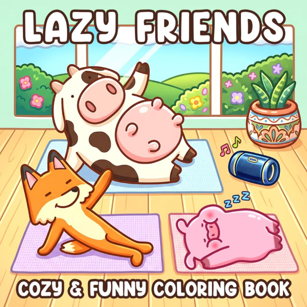 Lazy Friends Coloring Book: Cute Cozy Animal Coloring Pages Featuring Funny Moments, Relaxing Daily Life, and Silly Friendship Scenes for Stress Relief and Fun