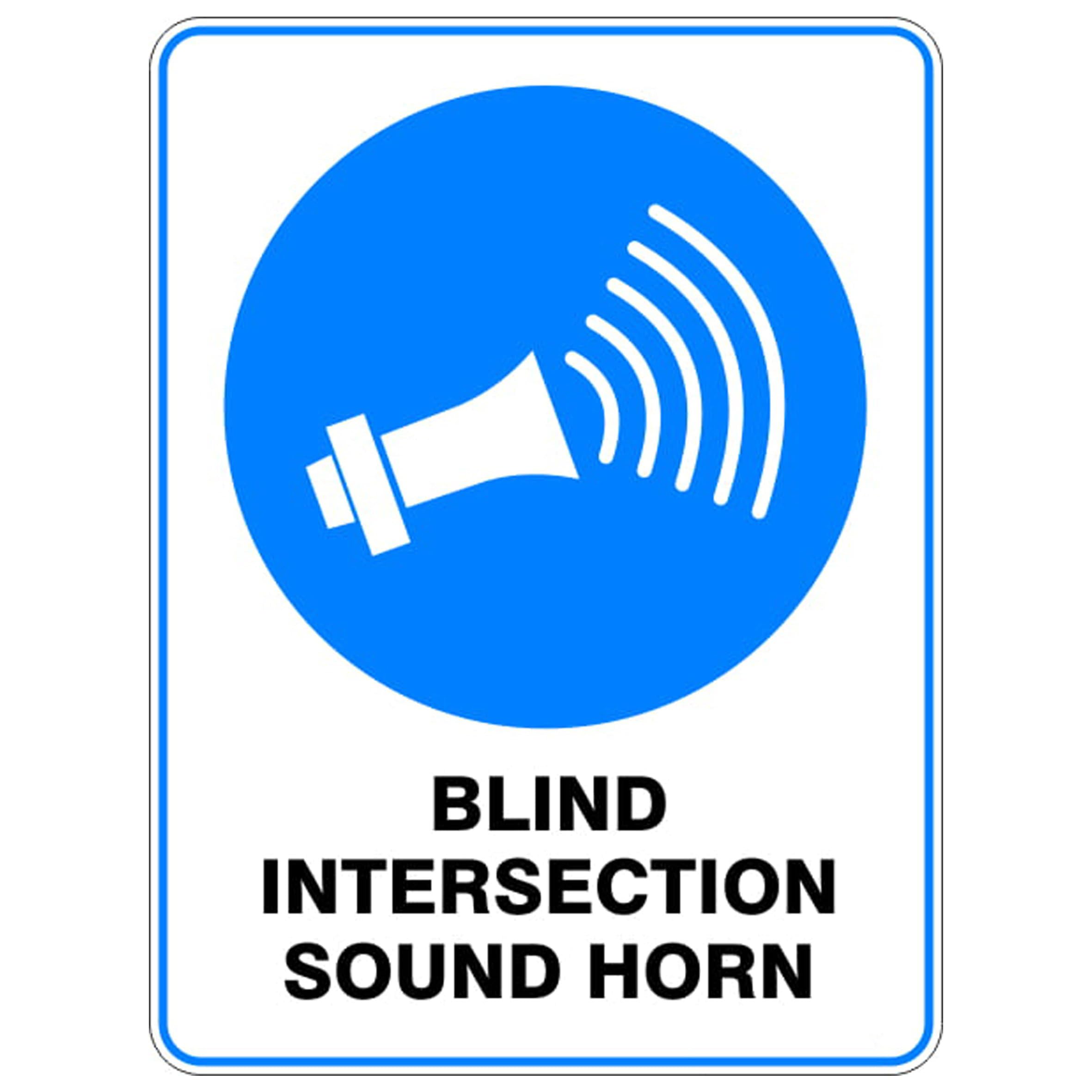 Blind Intersection Sound Horn Mandatory Signs Metal Tin Sign 8 x 12 inch for Industrial & Commercial