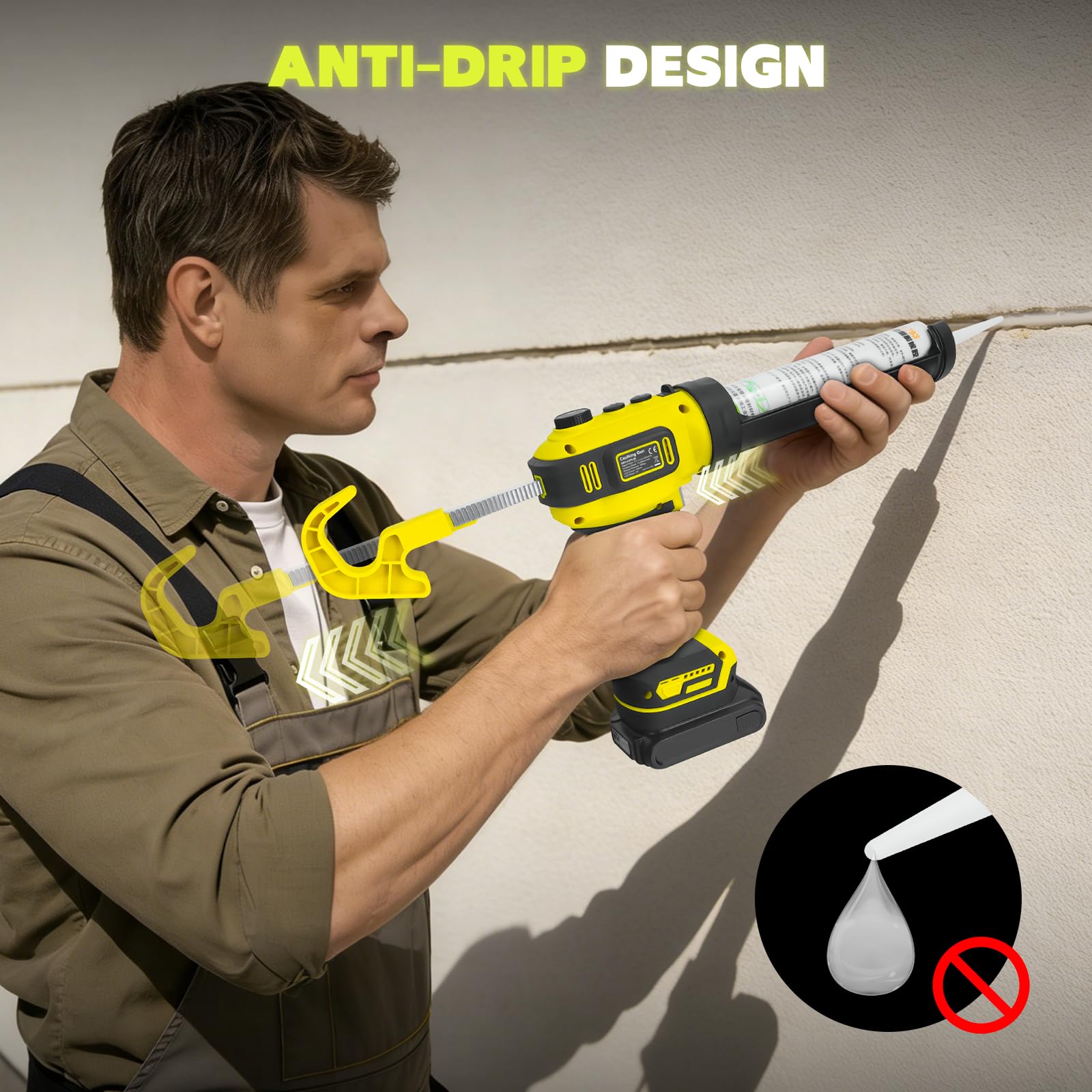 Pistola de calafateo inalámbrica mejorada para batería Dewalt de 20 V, velocidad infinitamente variable
