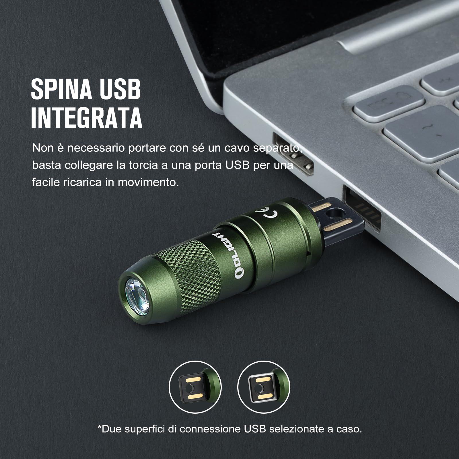 OLIGHT I Mini 2 Mini Torcia Portachiavi a LED con Base Magnetica, Ricarica USB-A, Grado IPX6 e 21 Metri, Torcia Portachiavi Compatta per Picnic, Riparazioni ed Emergenze (Verde)