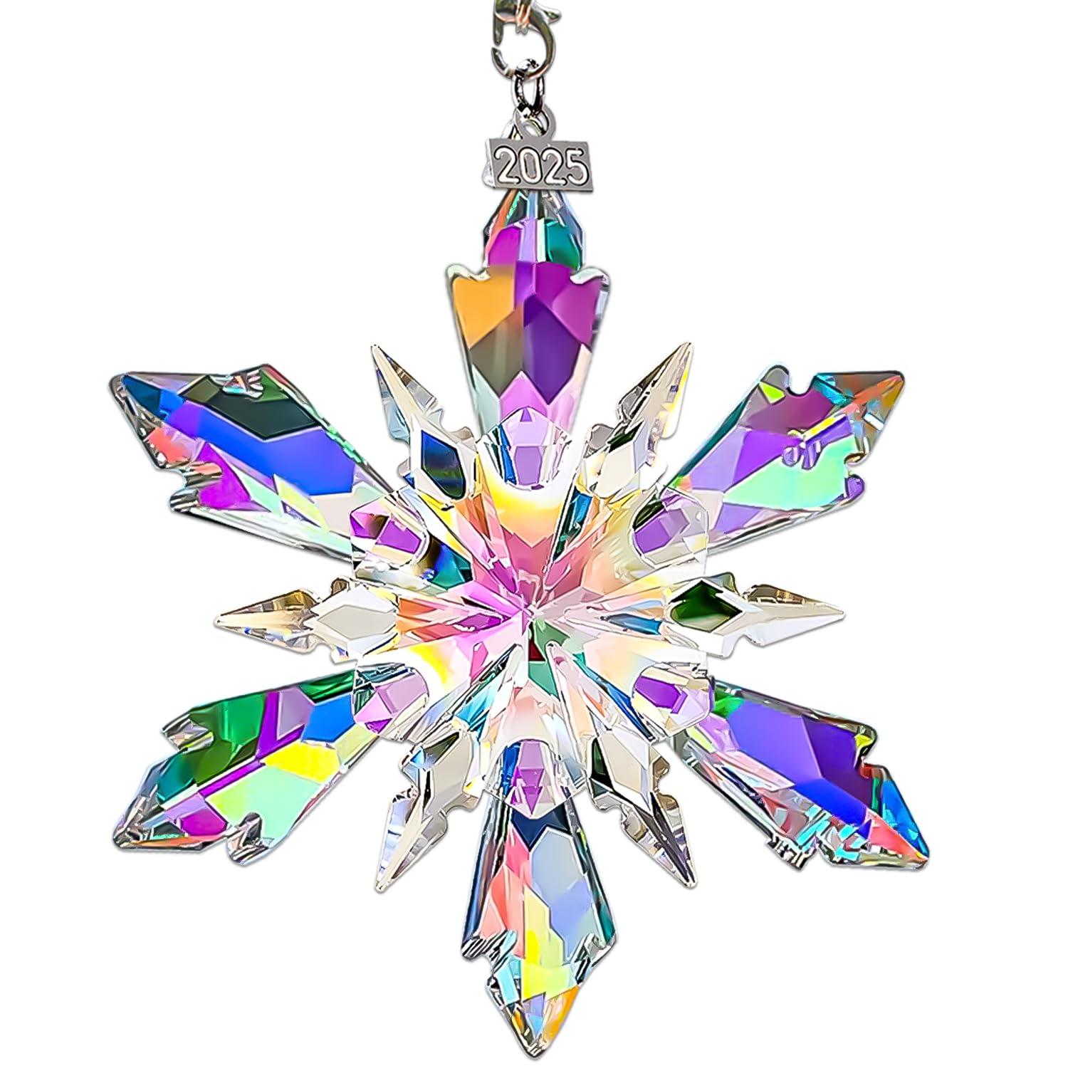 2025 Annual Edition Crystal Christmas Ornaments, Snowflake Star Ornaments for Christmas Tree, Beautiful Colorful Ornament Gifts for Family Friends